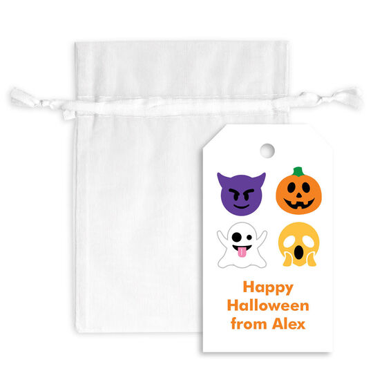 Halloween Emoji Hanging Gift Tags with Organza Bags